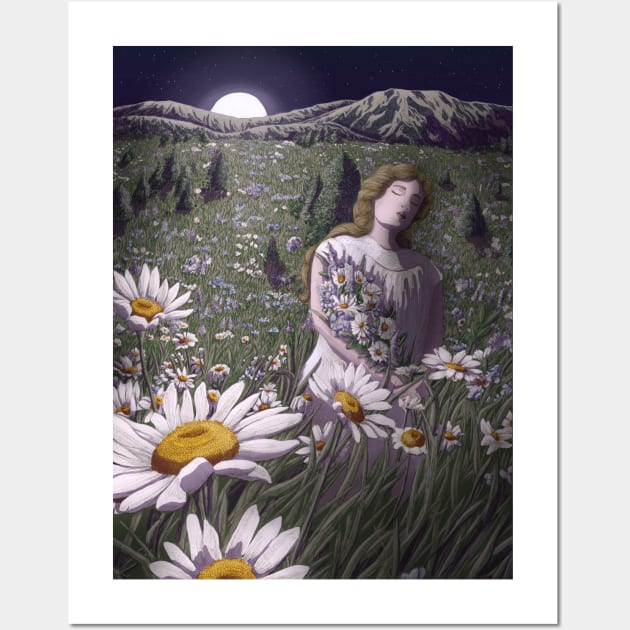 The Moon Rises and I Gather Blooms Wall Art by ECMazur